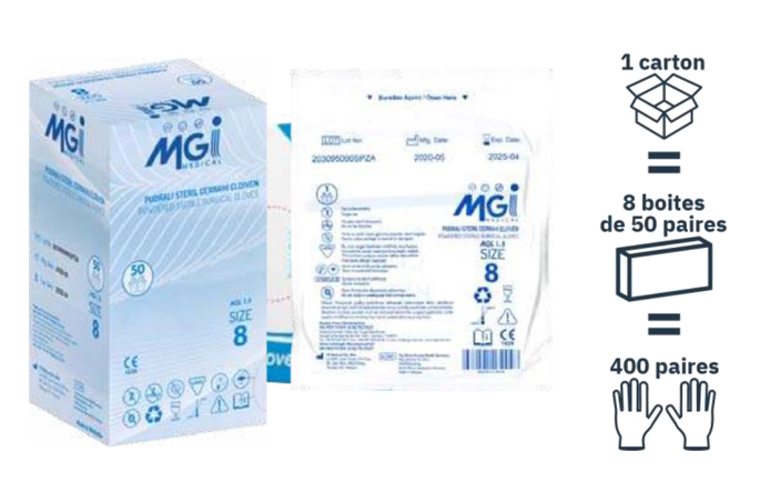 400 paires de gants stériles non poudrés