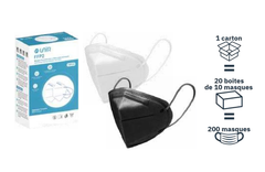 200 Masques de Protection Type FFP2 Blanc et Noir fabriqués en France