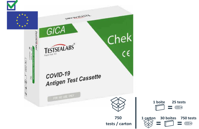 Boite de 25 tests antigéniques agréés résultats en 15 minutes