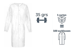 Protection Surblouse jetable à velcro 35 grammes
